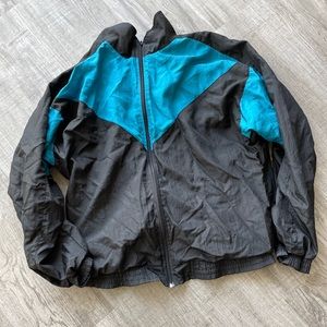 Vintage 90's 1721 Sportclub Black and Light Blue Windbreaker Men's Size Large